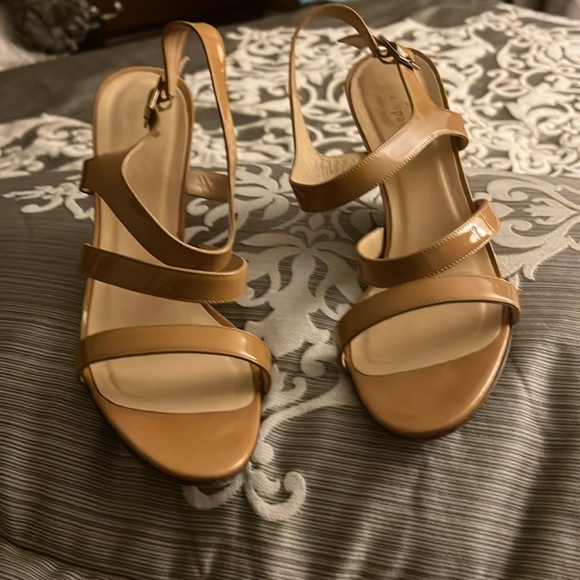 Tan, strapped, multicolored, heel, wedge, sandals,Kate Spade 10 - Picture 3 of 3